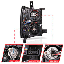 Load image into Gallery viewer, ANZO 14-15 Chevrolet Silverado 1500 Projector Headlights w/ Plank Style Switchback Black w/ Amber 111412