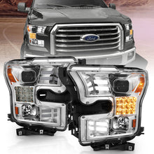 Load image into Gallery viewer, ANZO 15-17 Ford F-150 Proj Headlights w/ Plank Style Design Chrome w/ Amber Sequential Turn Signal 111409