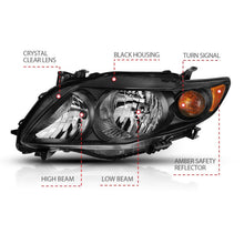 Load image into Gallery viewer, ANZO 2009-2010 Toyota Corolla Crystal Headlight Black Amber 121541