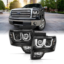 Load image into Gallery viewer, Anzo Ford F-150 09-14 Projector Switchback Headlights U-Bar Black W/ Amber