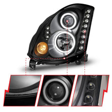 Load image into Gallery viewer, Anzo 2003-2007 Infiniti G35 Projector Headlights w/ Halo Black (CCFL) (HID