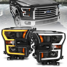 Load image into Gallery viewer, Anzo 2015-2016 Ford F-150 Projector Headlights w/ Plank Style Switchback Bl