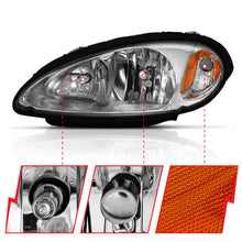 Load image into Gallery viewer, ANZO 2001-2005 Chrysler Pt Cruiser Crystal Headlight Chrome Amber (OE) 111472