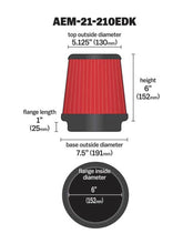 Load image into Gallery viewer, AEM Induction AEM Dryflow 6in. X 6in. Round Tapered Air Filter 21-210EDK