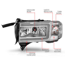Load image into Gallery viewer, ANZO 94-02 Dodge RAM Crystal Headlight - w/ Light Bar Chrome Housing 111555