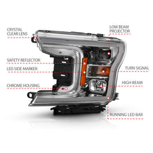 Load image into Gallery viewer, ANZO 2018-2019 Ford F-150 Projector Plank Style H.L. Chrome Amber (Without Switchback) 111468