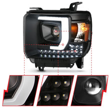 Load image into Gallery viewer, ANZO 2014-2015 Gmc Sierra 1500HD Projector Plank Style Headlight Black W/ Drl 111450