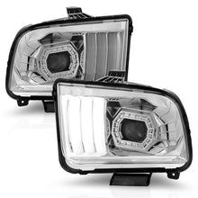 Load image into Gallery viewer, ANZO 05-09 Ford Mustang (w/Factory Halogen HL Only) Projector Headlights w/Light Bar Chrome Housing 121567