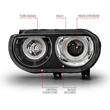 Load image into Gallery viewer, Anzo 2008-2014 Dodge Challenger Projector Headlights w/ Halo Black (CCFL)