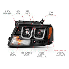 Load image into Gallery viewer, Anzo 2004-2008 Ford F-150 Projector Headlights w/ U-Bar Black