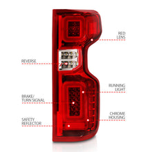 Load image into Gallery viewer, ANZO 19-21 Chevy Silverado Full LED Tailights Chrome Housing Red/Clear Lens G2 (w/C Light Bars) 311416