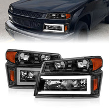 Load image into Gallery viewer, ANZO 04-12 GM Colorado/Canyon/I-Series Crystal Headlights - w/ Light Bar Black Housing 4pcs 111558