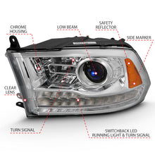 Load image into Gallery viewer, ANZO 2009-2018 Dodge Ram 1500 Projector Plank Style Switchback H.L Halo Chrome Amber (OE Style) 111440