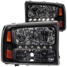 Load image into Gallery viewer, Anzo 2000-2004 Ford Excursion Crystal Headlights Black w/ LED 1pc