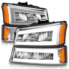 Load image into Gallery viewer, ANZO 2003-2006 Chevrolet Silverado 1500 Crystal Headlights w/ Light Bar Chrome Housing 111502