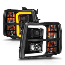 Load image into Gallery viewer, ANZO 2007-2013 Chevrolet Silverado 1500 Projector w/ Light Bar Black Housing w/ Sequential 111545
