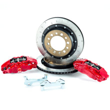 Load image into Gallery viewer, Alcon 07+ Jeep JK w/ 5x5.5in Hub 355x22mm Rotor 4-Piston Red Calipers Rear Brake Upgrade Kit BKR5059D16