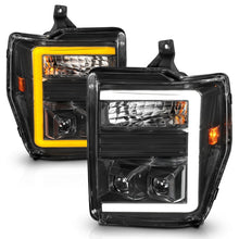 Load image into Gallery viewer, ANZO 08-10 Ford F-250 - F-550 Super Duty Projector Headlights w/ Light Bar Switchback Black Housing 111586
