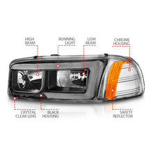 Load image into Gallery viewer, Anzo 99-17 GMC Sierra/Denali Headlights Black Amber (w/C Light Bars) 111522