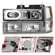 Load image into Gallery viewer, ANZO 88-98 Chevrolet C1500 Crystal Headlights Chrome Housing w/ Signal and Side Marker Lights 111508