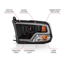 Load image into Gallery viewer, Anzo Dodge Ram 09-18 Projector Plank Style Headlight w/Halo Black Clear