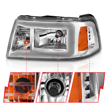 Load image into Gallery viewer, ANZO 2001-2011 Ford Ranger Crystal Headlights w/ Light Bar Chrome Housing 111512