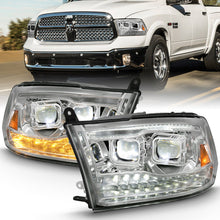 Load image into Gallery viewer, ANZO 2009-2018 Dodge Ram 1500 Led Projector Plank Style Switchback H.L Halo Chrome Amber (OE Style) 111465