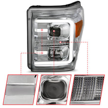 Load image into Gallery viewer, ANZO 11-16 Ford F-250/F-350/F-450 Projector Headlights w/ Plank Style Switchback Chrome w/Amber 111407