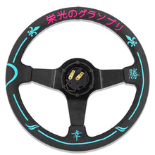 Load image into Gallery viewer, Universal 350mm 3"Deep Dish 6-Bolt Steering Wheel Black Leather Adrenaline Chaser