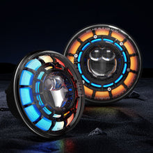 Load image into Gallery viewer, SPDZ1 Oculus 7” RGB LED Headlights with LED RGB Fog Light Kit – App Controlled Multi-Mode Halo