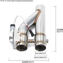 Load image into Gallery viewer, Universal 2.5 Inch Dual Stainless Steel Exhaust Valve Pipe Kit 2PC