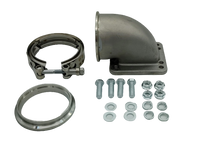 Load image into Gallery viewer, Granatelli Motor Sports Turbo Adapter, 90^ Cast Elbow. 3.0" V-Band to T3/T4 Housing, Threaded