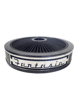 Load image into Gallery viewer, Blingz Beauty Bandz, "SPECIAL ORDER" Grill Insert, 14" x 3" Black Filter Element, Black Chrome Lip around Black Filtered Lid.