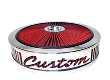 Load image into Gallery viewer, Blingz Beauty Bandz, "SPECIAL ORDER" Grill Insert, 14" x 3" Red Filter Element, Chrome Lip Around Red Filtered Lid.