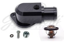Load image into Gallery viewer, Granatelli Motor Sports Black Billet Thermostat Housing with Thermostat 430180B