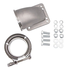 Load image into Gallery viewer, Granatelli Motor Sports Turbo Adapter, 90^ Cast Elbow. 3.0" V-Band to T3/T4 Housing, Threaded