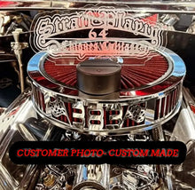 Load image into Gallery viewer, Granatelli Blingz Beauty Bandz Custom Design 14" x 3" Polished Aluminum Air Cleaner Grill – 750000C