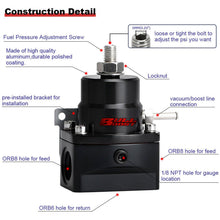 Load image into Gallery viewer, Universal Adjustable Fuel Pressure Regulator Kit W/ 100PSI Oil Gauge AN-6 Hoses