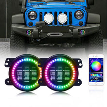 Load image into Gallery viewer, SPDZ1 Oculus 7” RGB LED Headlights with LED RGB Fog Light Kit – App Controlled Multi-Mode Halo