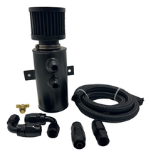 Load image into Gallery viewer, Pro Series Baffled 10AN Oil Catch Can Hose Kit and Fittings Universal AN10 Black