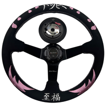 Load image into Gallery viewer, Bliss Heart Deep Dish Suede Steering Wheel + Short Hub Adapter Kit For Honda Acura Civic Integra Accord Del Sol, CRX, Prelude