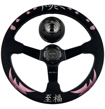 Load image into Gallery viewer, Pink Heart Bliss Suede Deep Dish Steering Wheel Short Hub Adapter Kit For 2022+ GR86 Subaru BRZ FRS tC xB xD
