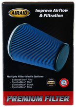 Load image into Gallery viewer, Airaid Universal Air Filter - Cone 4 x 7 x 4 5/8 x 7 w/ Short Flange - Blue SynthaMax 703-458