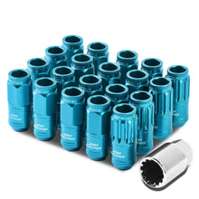 Load image into Gallery viewer, Aluminum Acorn Lug Nuts M12x1.5 50mm Light Blue 16pcs + 4 Locks