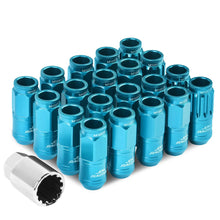 Load image into Gallery viewer, Aluminum Acorn Lug Nuts M12x1.5 50mm Light Blue 16pcs + 4 Locks