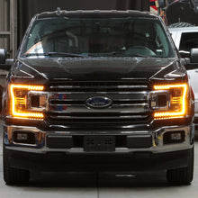 Load image into Gallery viewer, xTune Ford F150 18-20 Amber DRL Full LED Two Projector Headlights - Black PRO-CH-FF15018S-FLED-AM-BK 9949579