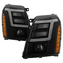 Load image into Gallery viewer, xTune 07-14 Cadillac Escalade DRL LED Light Bar Proj. Headlights - Black Smoked PRO-JH-CAES07-LB-BSM 9049071