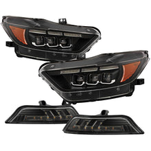 Load image into Gallery viewer, SPYDER 15-17 Ford Mustang LED Headlights - Black (PRO-YD-FM15AP-GRSB-SET-BK) 5089335