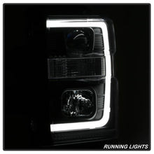 Load image into Gallery viewer, Spyder 08-10 Ford F-250 Projector Headlights V2 - Light Bar DRL LED - Black PRO-YD-FS08V2-LB-BK 5084477