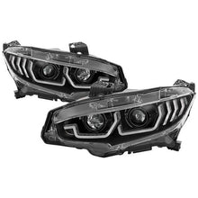 Load image into Gallery viewer, Spyder 16-18 Honda Civic 4Dr w/LED Seq Turn Sig Lights Proj Headlight - Black - PRO-YD-HC16-SEQ-BK 5086099